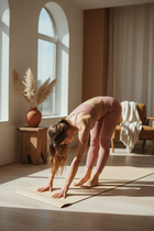 Woman in dusty rose yoga set stretching - RadiantVogues activewear