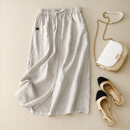 Artistic Cotton and Linen Skirt for Women