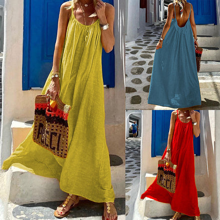Halter Cotton and Linen Dress for Women