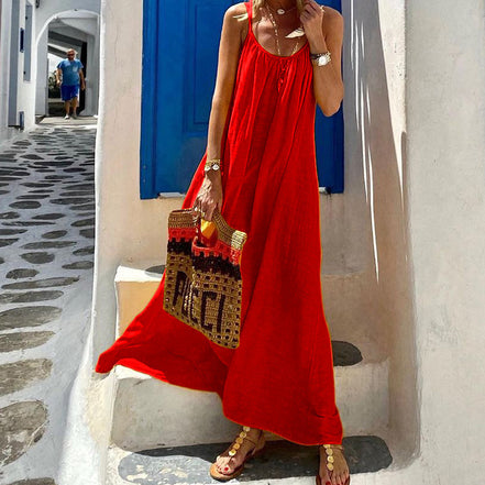 Halter Cotton and Linen Dress for Women