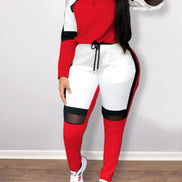 Plus Size Women’s Two-Piece Patchwork Tracksuit Set