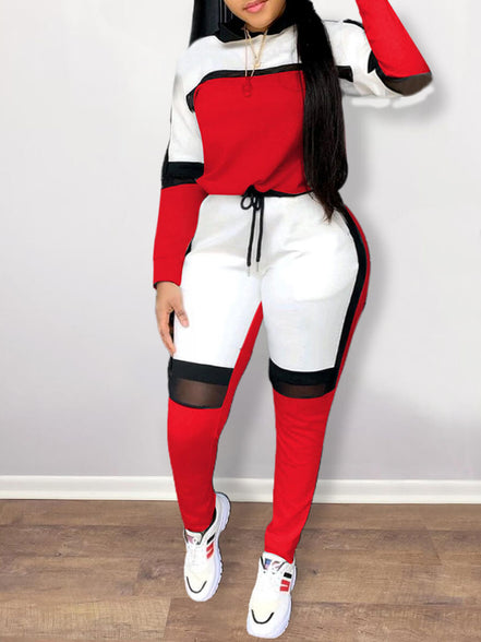 Plus Size Women’s Two-Piece Patchwork Tracksuit Set