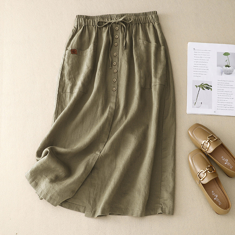 Artistic Cotton and Linen Skirt for Women