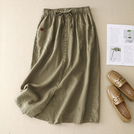 Artistic Cotton and Linen Skirt for Women