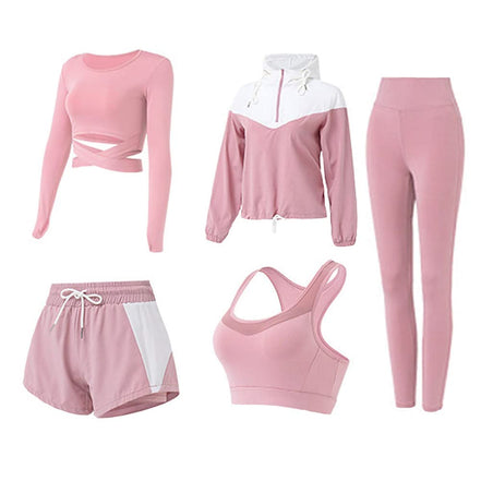 5-Piece Women's Workout Set — Bra, Jacket, Shirt, Shorts & Leggings