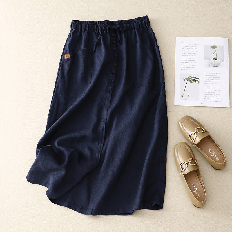 Artistic Cotton and Linen Skirt for Women