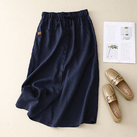 Artistic Cotton and Linen Skirt for Women